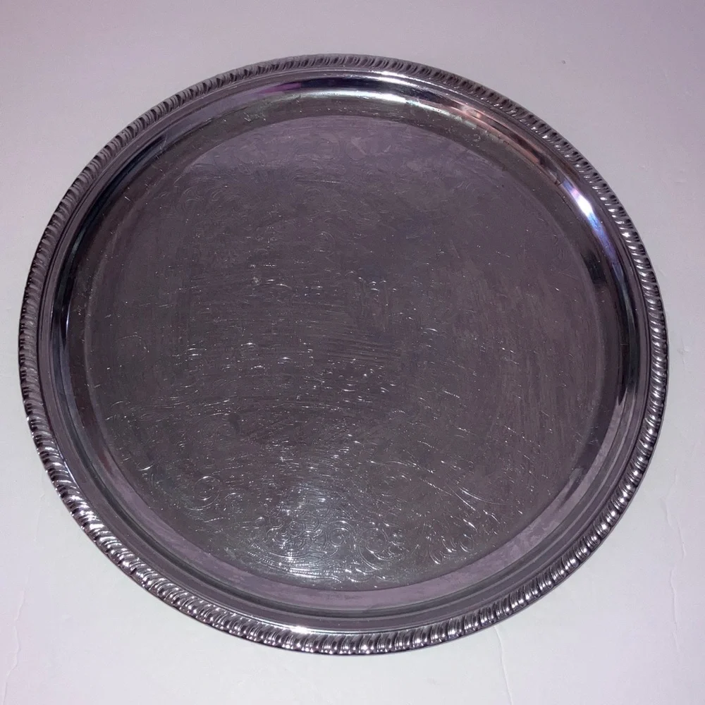 Clear Glass Decorative Relish Tray and Silver‎ Serving Tray 11”